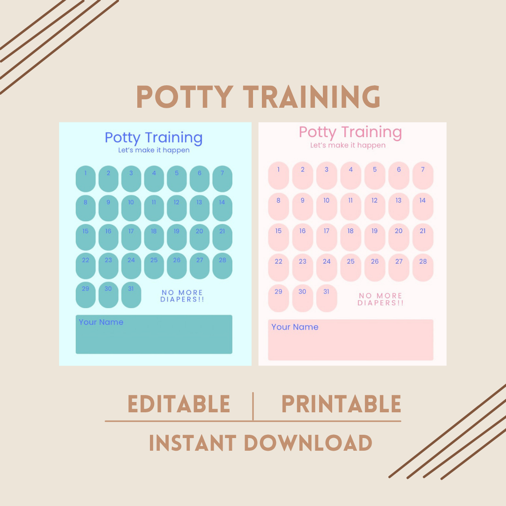 Editable Potty Training Chart | Toddler Reward Tracker (Instant Download)