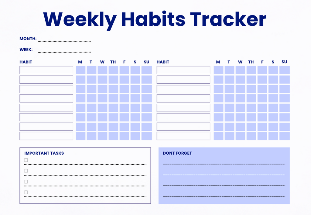 Weekly Habits Tracker Printable | Minimalist Habit Planner | Editable Routine Tracker | Productivity Template | Instant Download