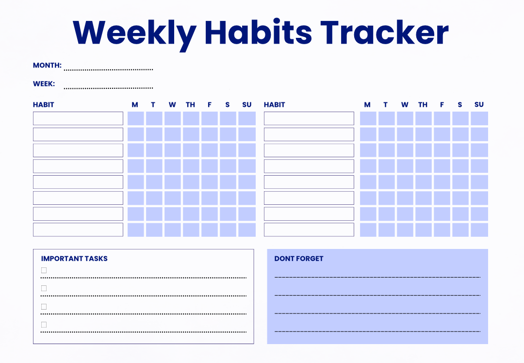 Weekly Habits Tracker Printable | Minimalist Habit Planner | Editable Routine Tracker | Productivity Template | Instant Download