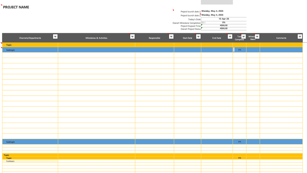 Automated Gantt Chart Template 2026 | Excel Project Timeline Planner