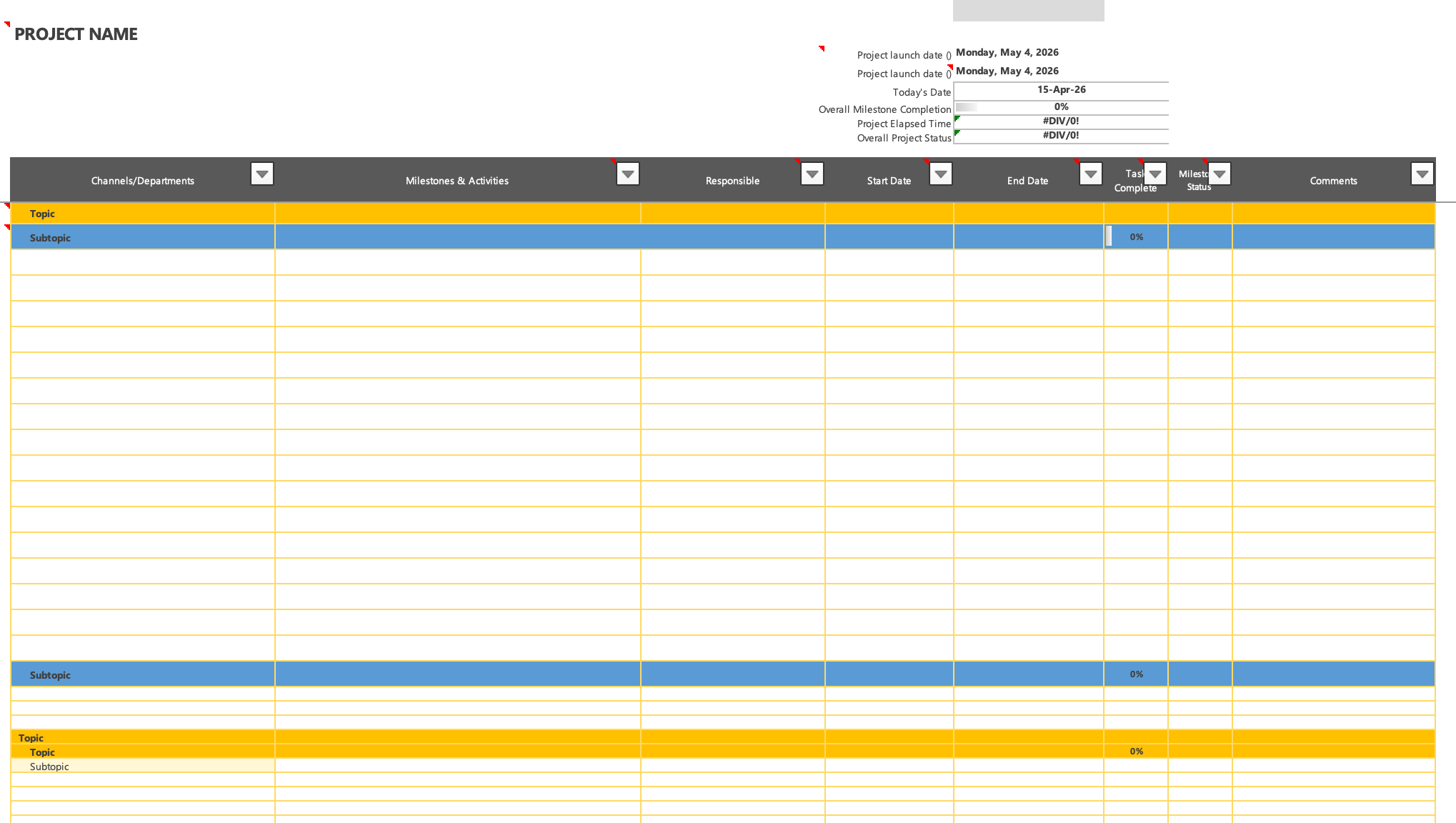 Automated Gantt Chart Template 2026 | Excel Project Timeline Planner